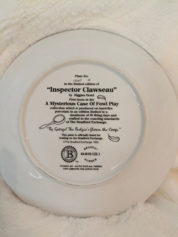 1993 Bradford Exchange "Inspector Clawseau" Collector Plate – A Mysterious Case of Fowl Play Series – 8.5"